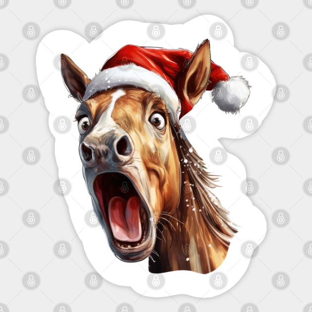 Funny Christmas Horse Face Sticker by Chromatic Fusion Studio